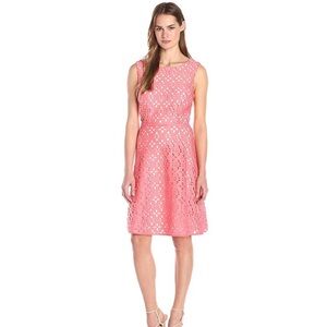 Adrianna Papell Extended Shoulder Fit and Flare Coral Cutout Dress Size 10p